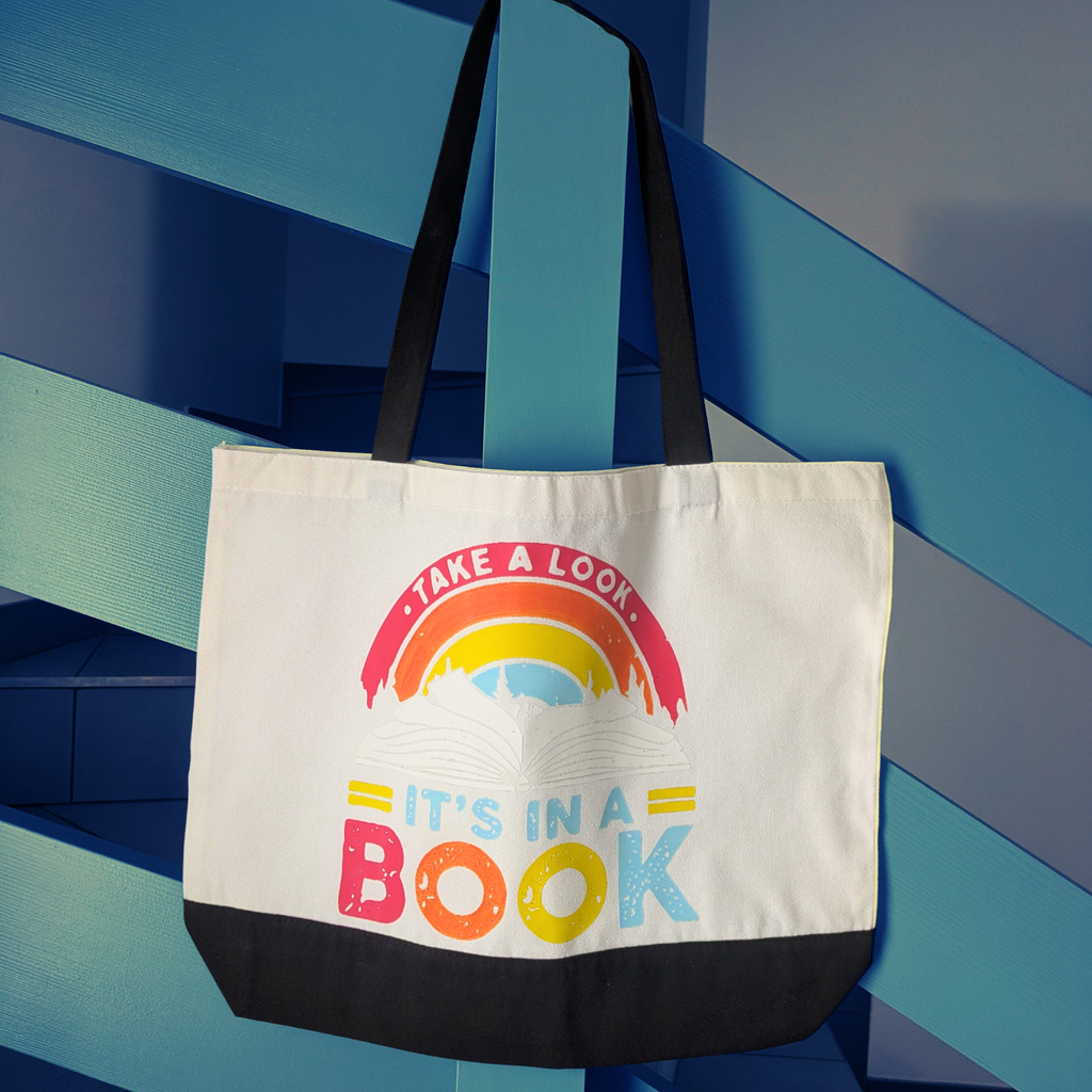 Tote-bag Take a look it's in a book (rouge) – Sac cabas personnalisé Book Lover