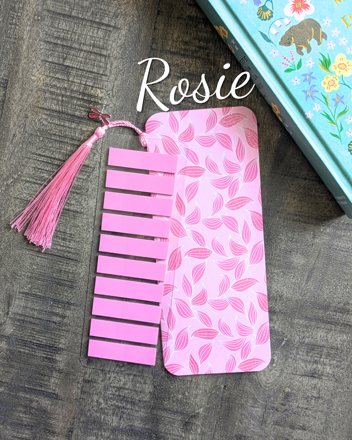 Pochette marque-page avec post-it Rosie– Création signature MyBooksInWonderland