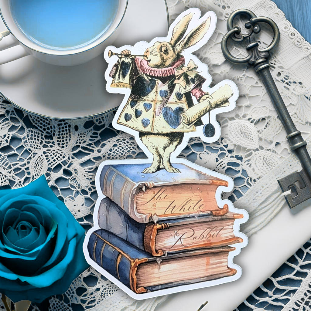 Lot de 3 marque-pages illustrés « Alice, Cheshire Cat & White Rabbit » – Collection Alice in Wonderland