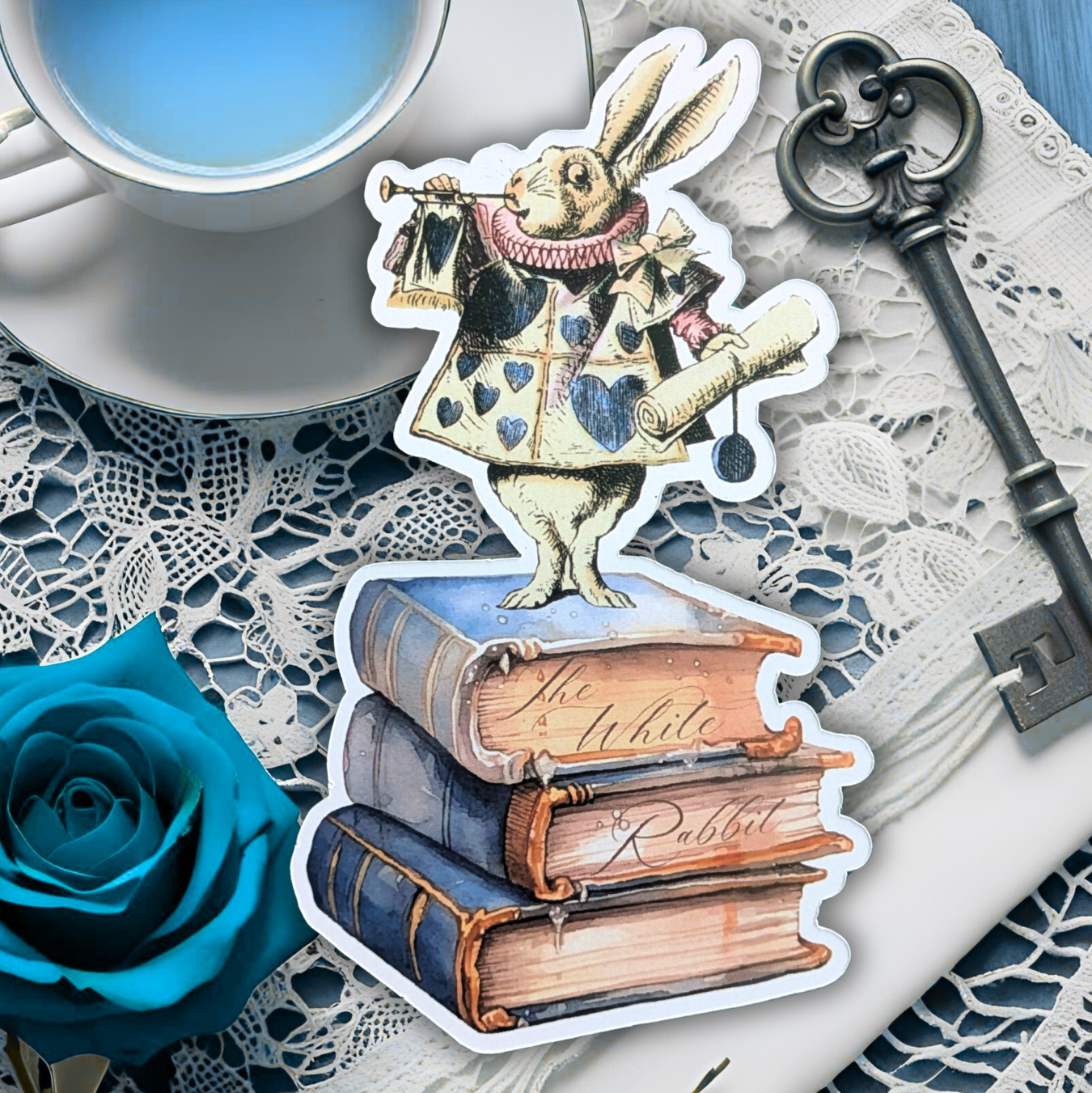 Marque-page détouré illustré White Rabbit – Collection Alice in Wonderland