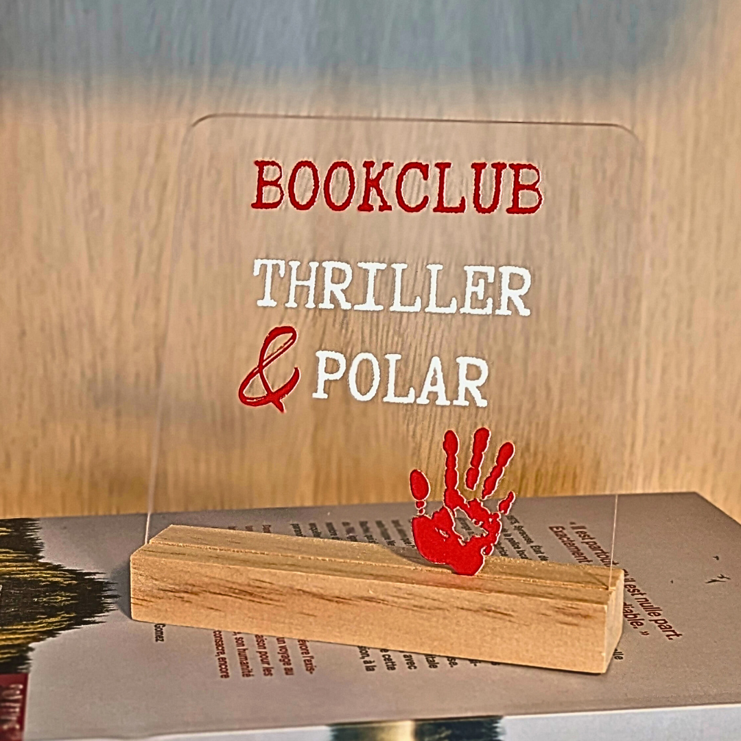 Décoration acrylique « Bookclub Thriller & Polar » avec socle en bois