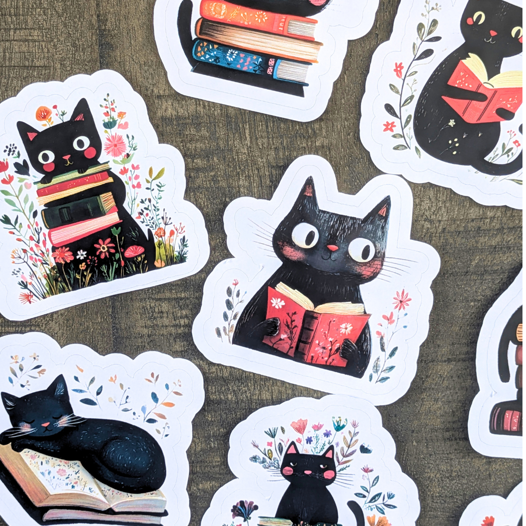 Pochette de 10 grands stickers Chats lecteurs