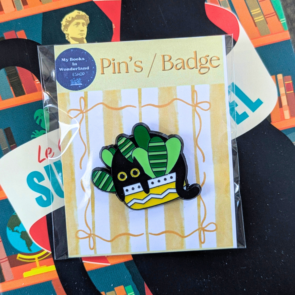 Pin's métallique Chat & plantes - Modèle 1