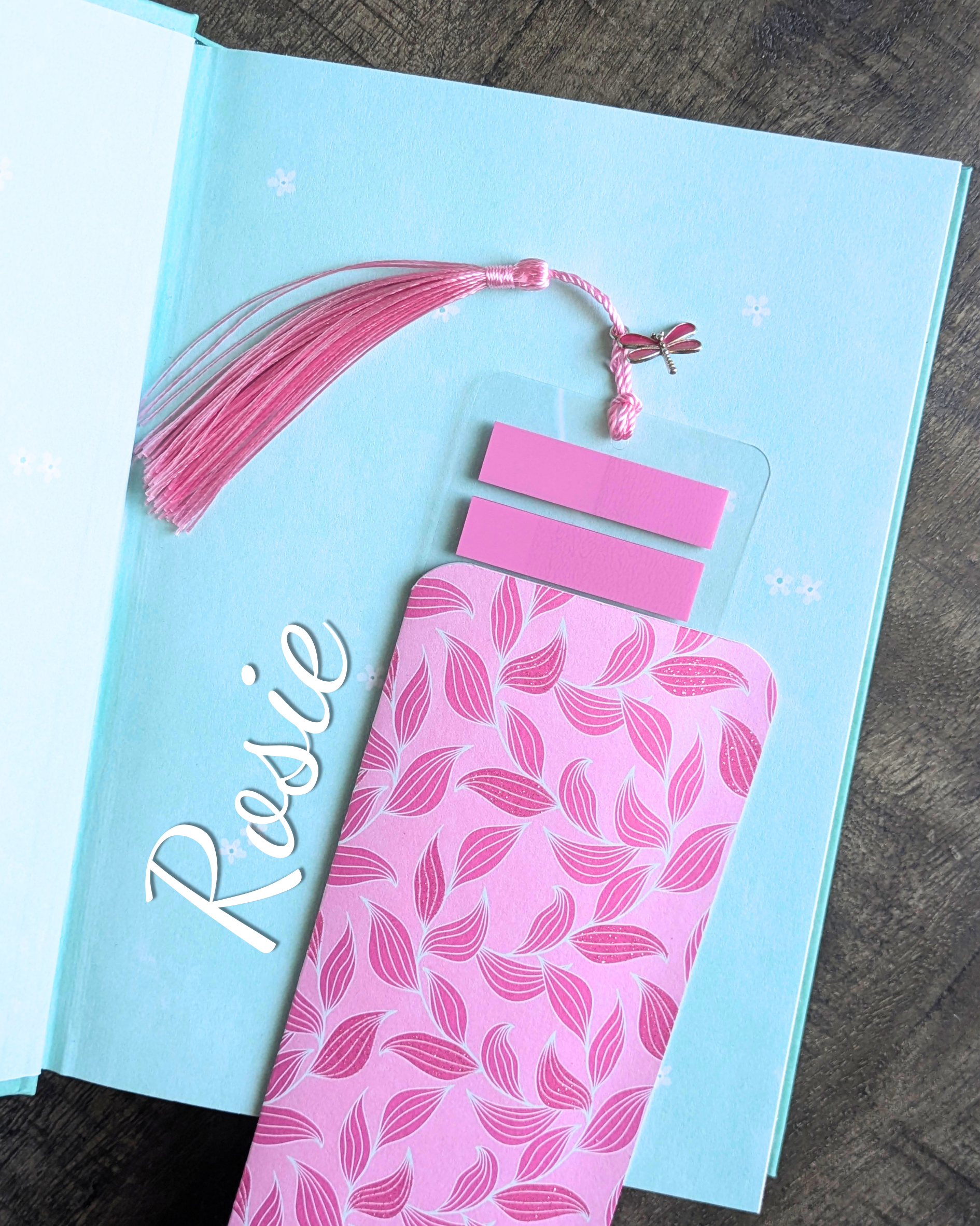 Pochette marque-page avec post-it Rosie– Création signature MyBooksInWonderland