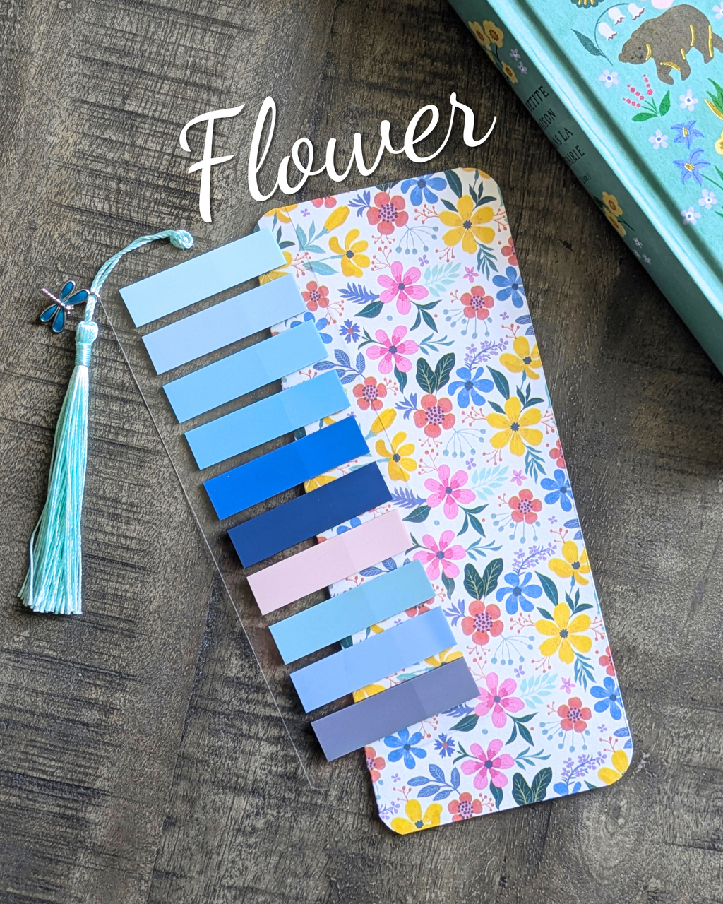Pochette marque-page avec post-it Flower– Création signature MyBooksInWonderland