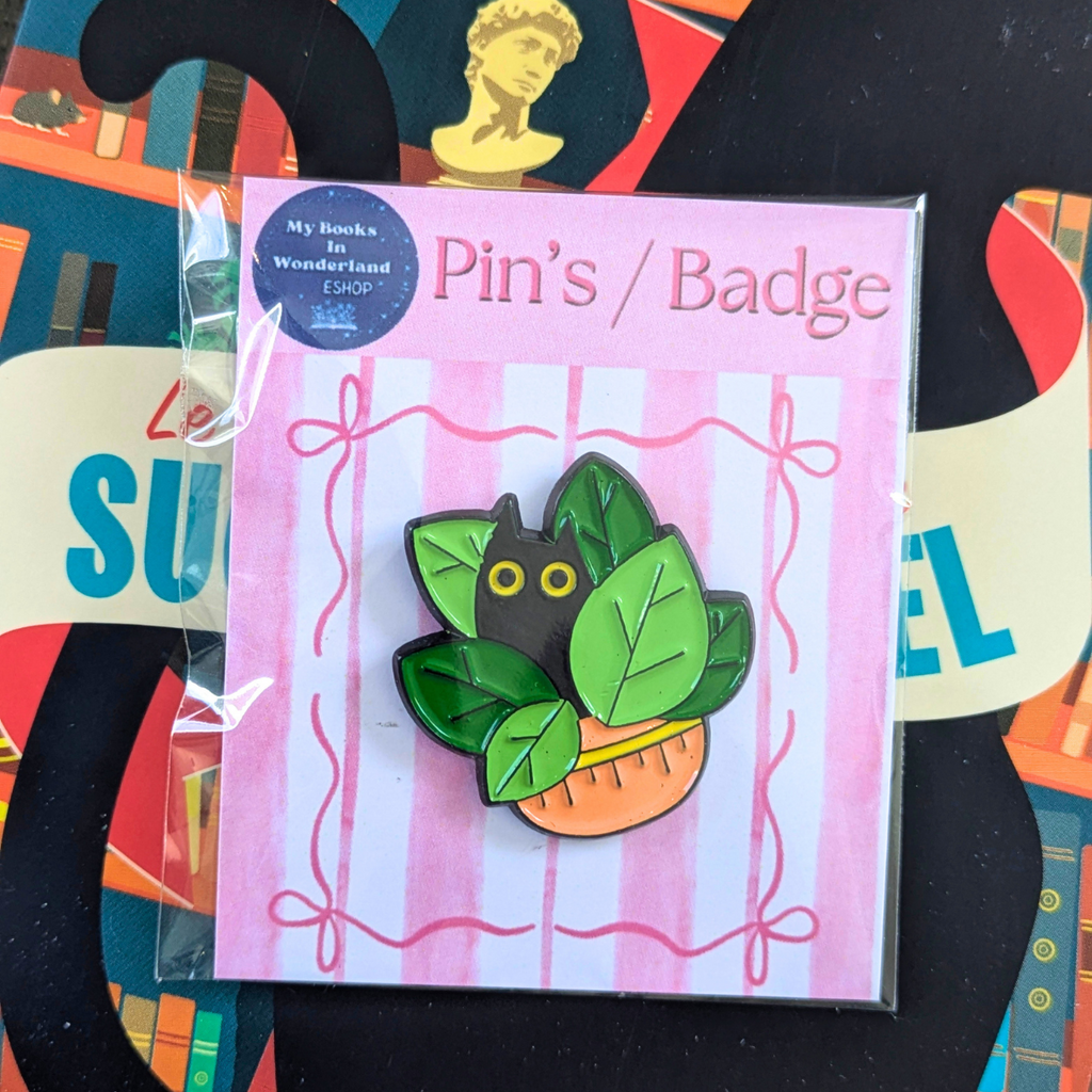 Pin's métallique Chat & plantes - Modèle 2