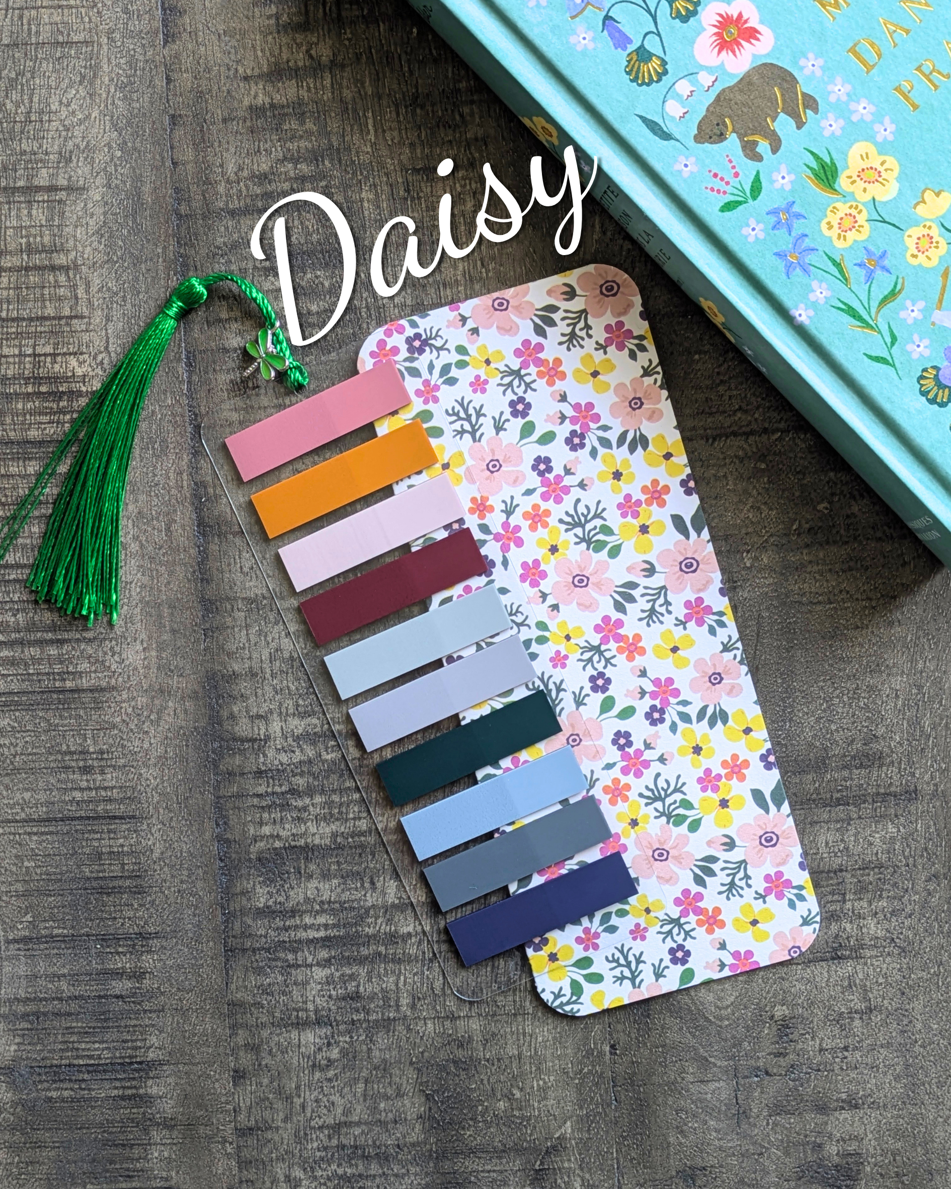 Pochette marque-page avec post-it Daisy– Création signature MyBooksInWonderland