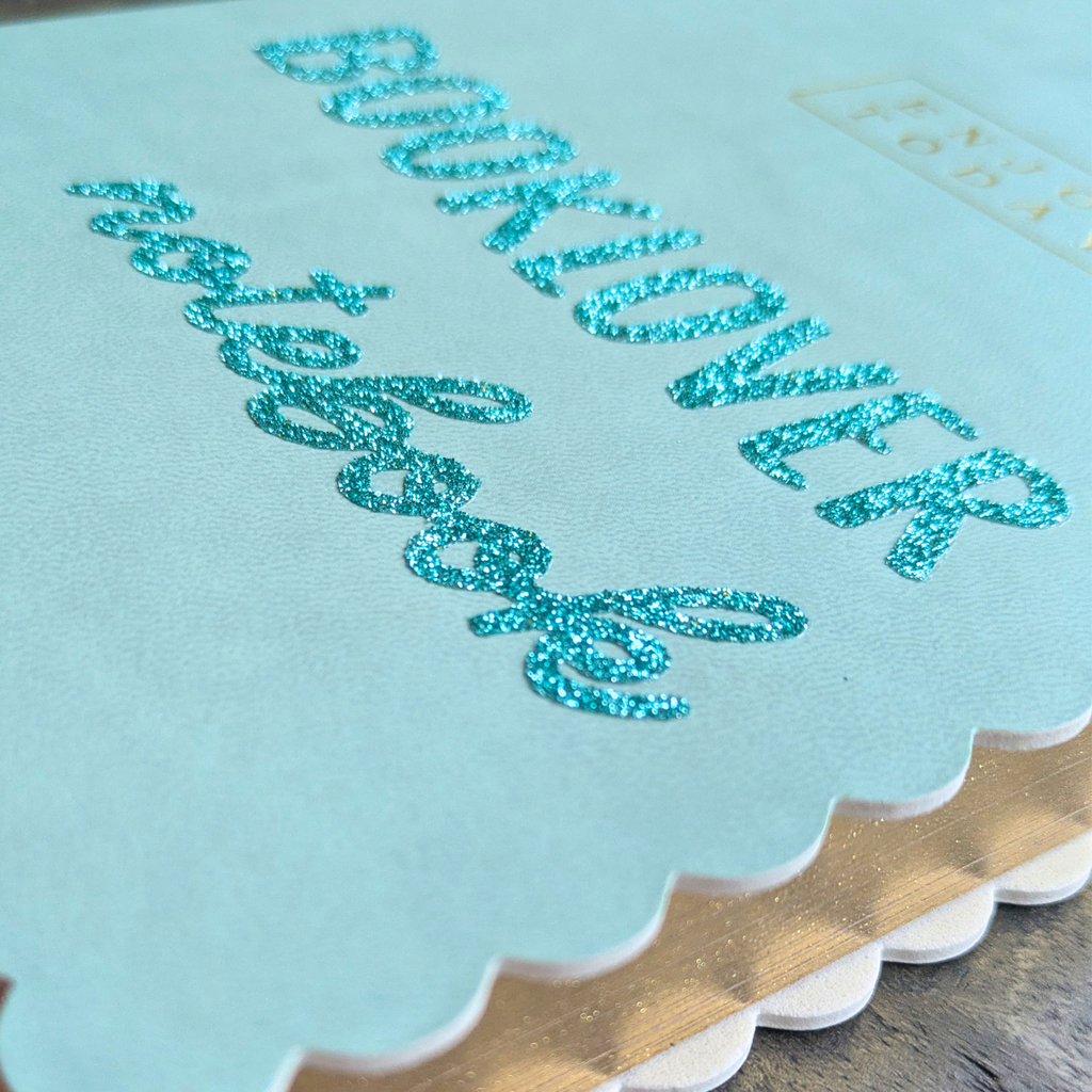 Carnet Booklover vert simili-cuir avec jaspage doré