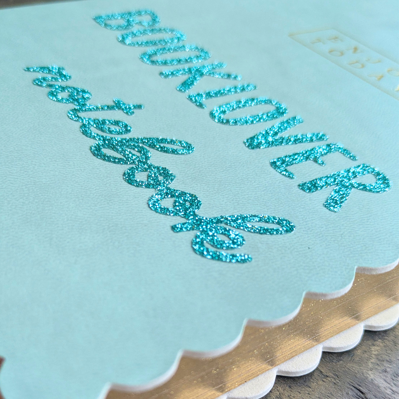Carnet Booklover vert simili-cuir avec jaspage doré