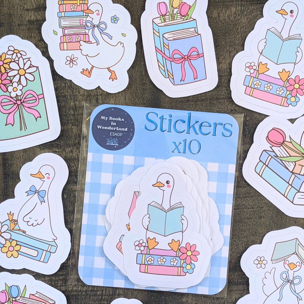 Pochette de 10 grands stickers Oies lectrices & Printemps