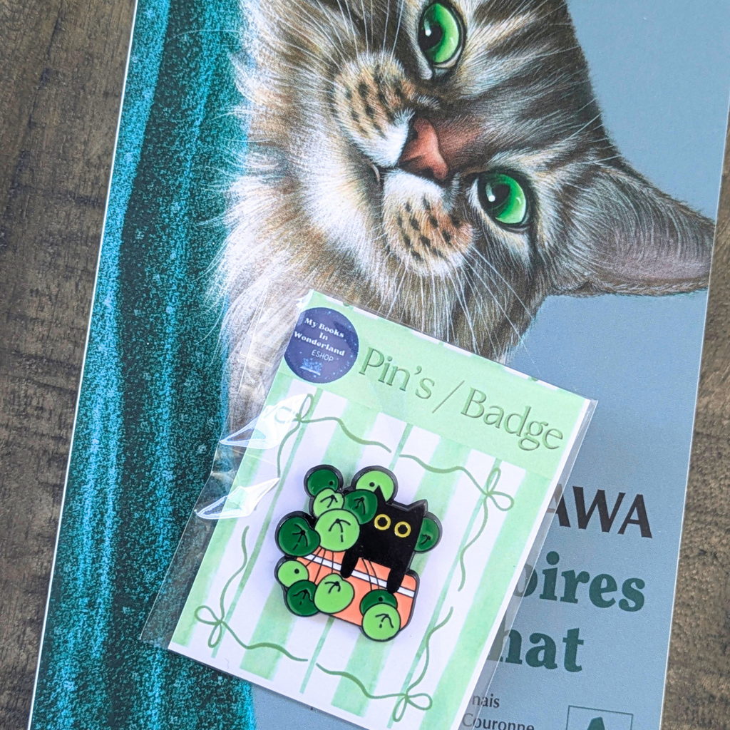 Pin's métallique Chat & plantes - Modèle 3