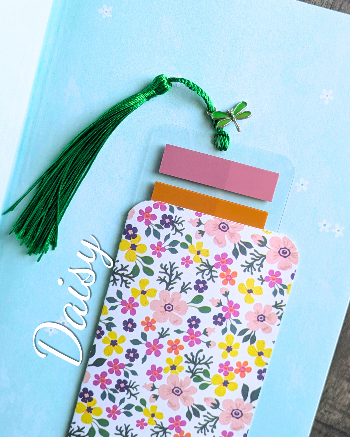 Pochette marque-page avec post-it Daisy– Création signature MyBooksInWonderland