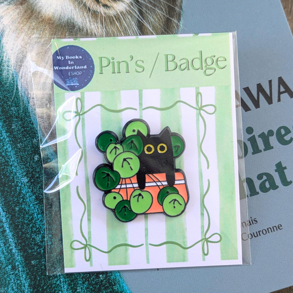 Pin's métallique Chat & plantes - Modèle 3