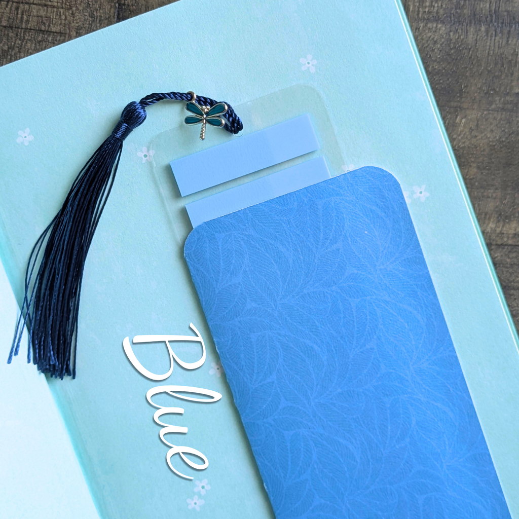 Pochette marque-page avec post-it Blue– Création signature MyBooksInWonderland