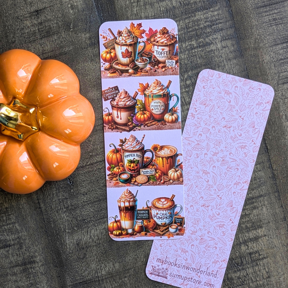 Lot de 3 marque-pages « Automne Gourmand » – Beige, Vert & Vieux rose